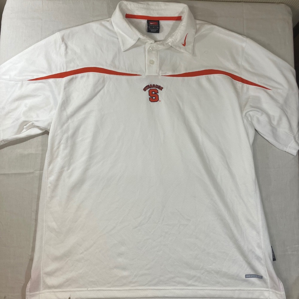 Nike Team Syracuse Orange Polo Shirt Mens Large White Nike Sphere Dry RN 56323